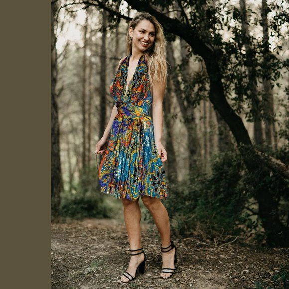 Ravon Infinity Knee Length Dress by Von Vonni One Size Multi-Print Many Styles - Picture 2 of 9